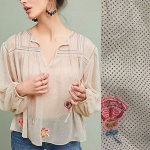 Anthropologie Ranna Gill Westown Sheer Floral Top